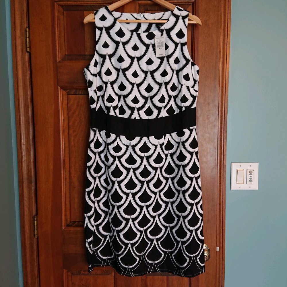 Ashley Stewart Black & White Linen Dress - NWT Size 12W